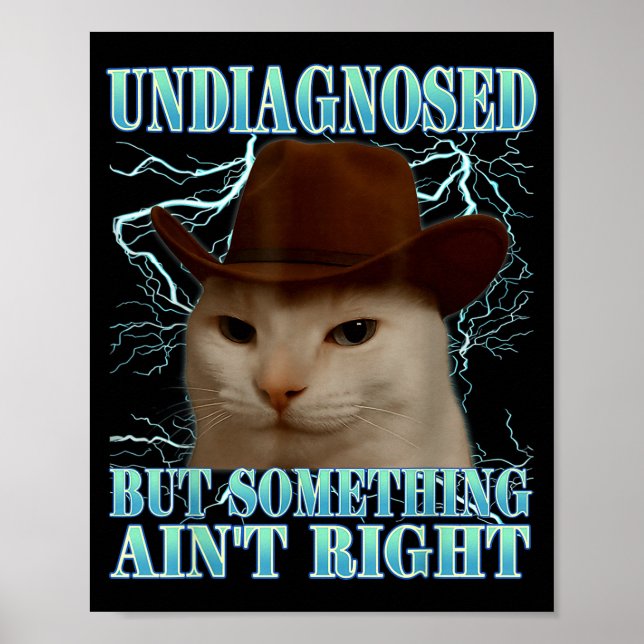 Póster Undiagnosed But Soing Ain't Right Funny Silly Cat  (Frente)