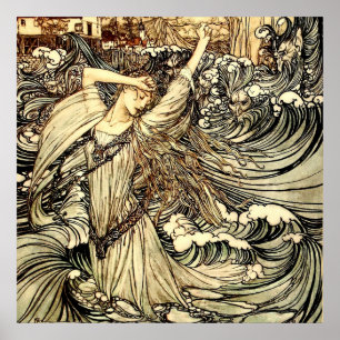 Póster “Undine en las olas” de Arthur Rackham