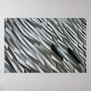Póster Undulating abstract shapes on a building facade at