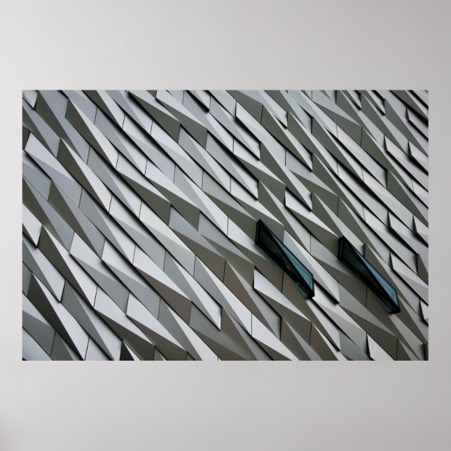 Póster Undulating abstract shapes on a building facade at (Frente)