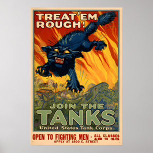 Póster Únete al cartel de tanques - Primera Guerra Mundia