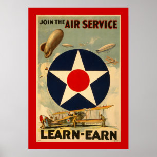 Póster Únete al servicio aéreo "Learn-Earn" (Frontera Roj