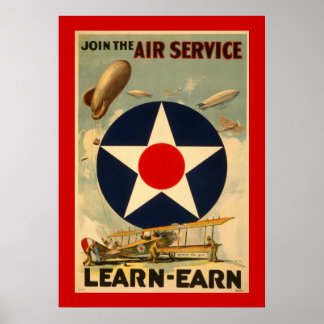 Póster Únete al servicio aéreo "Learn-Earn" (Frontera Roj