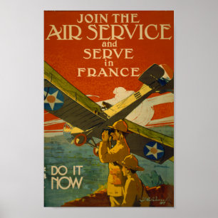 Póster Únete al Servicio Aéreo y presta servicio en Franc