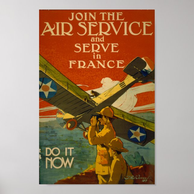 Póster Únete al Servicio Aéreo y presta servicio en Franc (Frente)