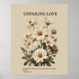 Póster Unfailing love, Christian floral wall art
