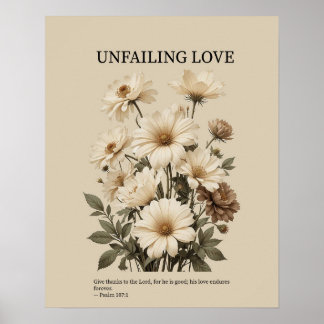 Póster Unfailing love, Christian floral wall art