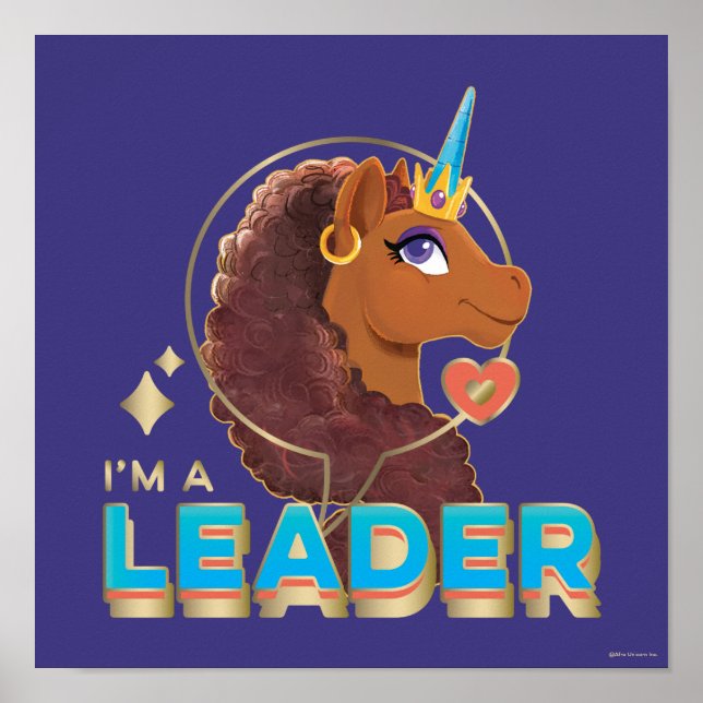 Póster Único diseño de unicornio "Soy líder" (Frente)