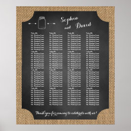 Póster Único Gráfico de Asientos de Boda en Tarro de Maso