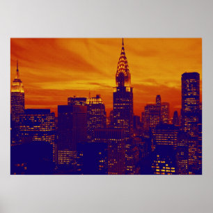 Póster Único Naranja Blue Retro Pop Art Poster de Nueva Y