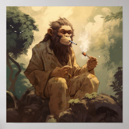 Póster Único Poster de monos anime: Guay Smoking Monkey w