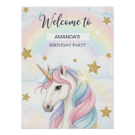 Póster Unicorn 1stBirthday Party Personalized Welcome
