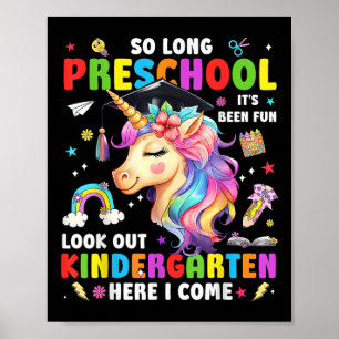 Póster Unicorn Adiós Graduación Pre K Jardín de Infantes