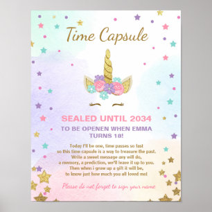 Póster Unicorn Birthday guestbook Time Capsule Pink Girl