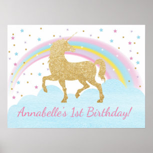 Póster Unicorn Birthday Party Poster Backdrop