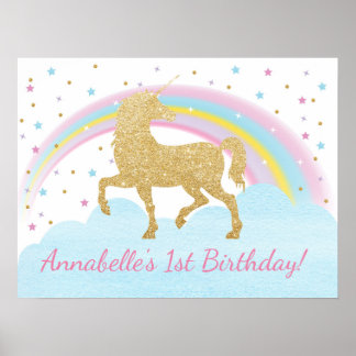 Póster Unicorn Birthday Party Poster Backdrop