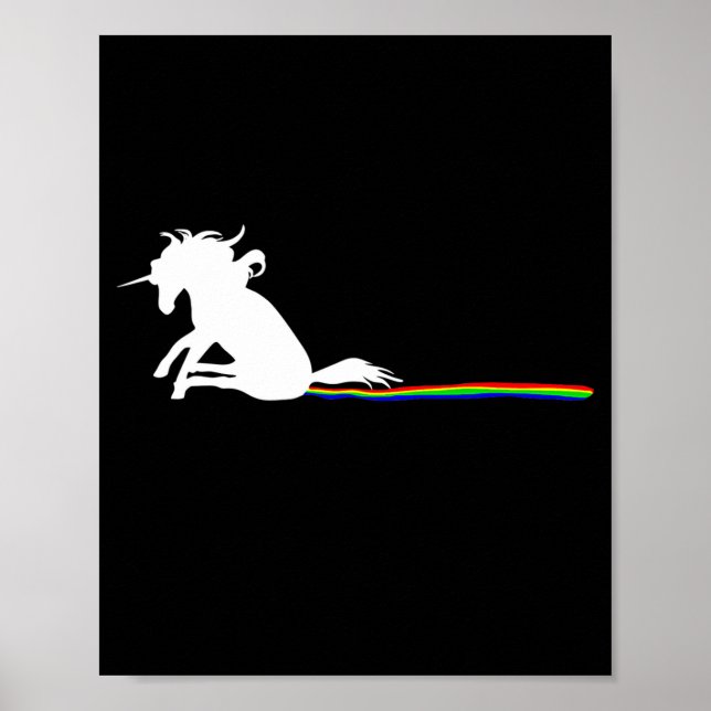 Póster Unicorn Dragging Rainbows Funny Adult S  (Frente)