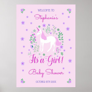 Póster Unicorn Es Un Baby Shower Rosa Chica Personalizado
