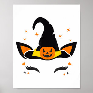 Póster Unicorn Face Eyelashes Calabaza de Brujas Scary Ha