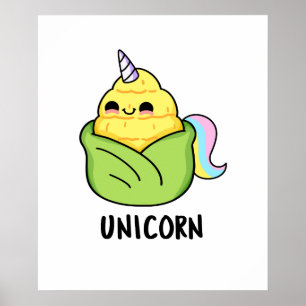 Póster Unicorn Funny Baby Corn Pun