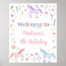 Unicorn Meadow Pastel Pink Gold Cumpleaños