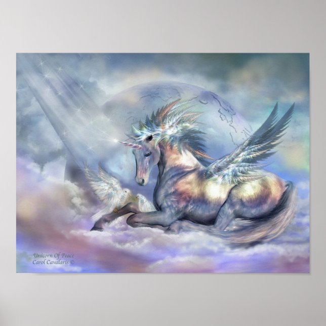 Póster Unicorn Of Peace Art Poster/Print (Frente)