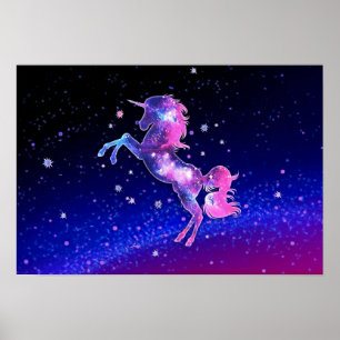Póster Unicorn outer space galaxy universe stars