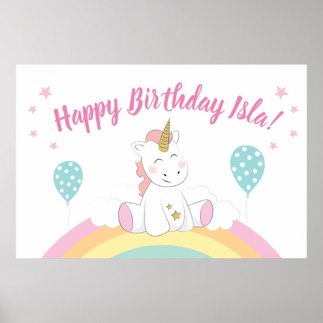 Póster Unicorn party backdrop, unicorn poster (Frente)
