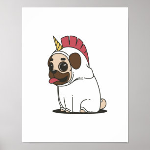 Póster Unicorn Puppy Regalo de Perro de Pug Cute