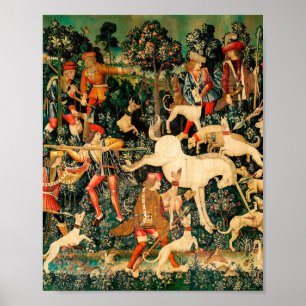 Póster Unicorn Tapestries defiende la caza
