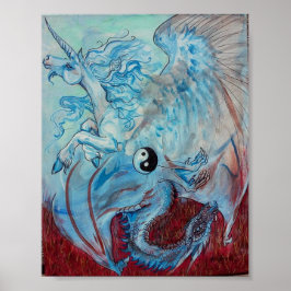 Póster Unicorn y Dragon Yin Yang
