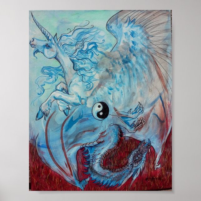 Póster Unicorn y Dragon Yin Yang (Frente)