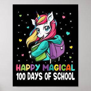 Póster Unicornio 100 Días Feliz Magico 100 Días De Escuel