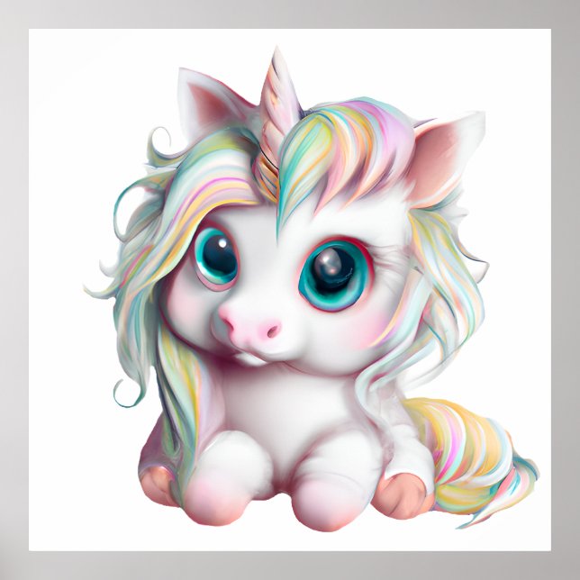 Póster Unicornio bebé lindo y adorable (Frente)