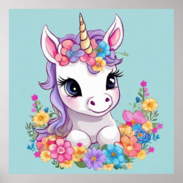Póster Unicornio, bebé mágico dulce