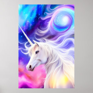 Póster Unicornio blanco bonito