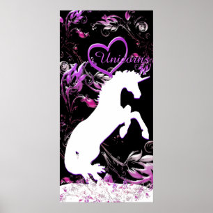 Póster Unicornio blanco V (Splash colorido)