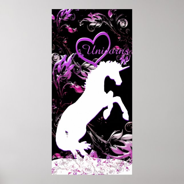 Póster Unicornio blanco V (Splash colorido) (Frente)