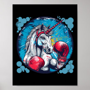 Póster Unicornio Boxeador Con Guantes De Boxeo Kickboxing