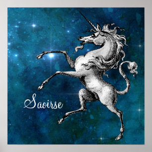 Póster Unicornio celeste