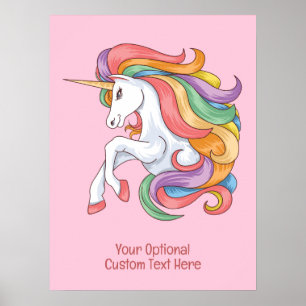 Póster Unicornio color texto personalizado