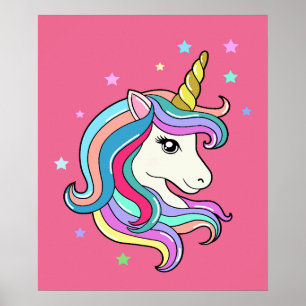 Póster Unicornio colorido