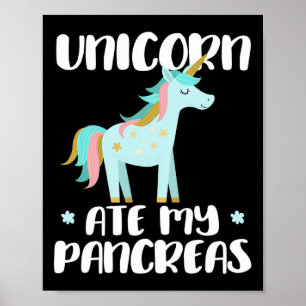 Póster Unicornio comió mi páncreas - Diabético Cuadro Uni