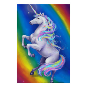 Póster Unicornio con Arcoíris