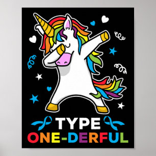 Póster Unicornio con conciencia sobre la diabetes tipo 1