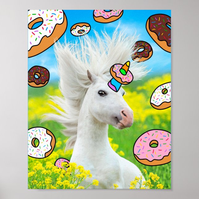 Póster Unicornio con donuts (Frente)