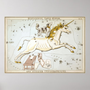Póster Unicornio - Constelación - Estrella - Astronomía