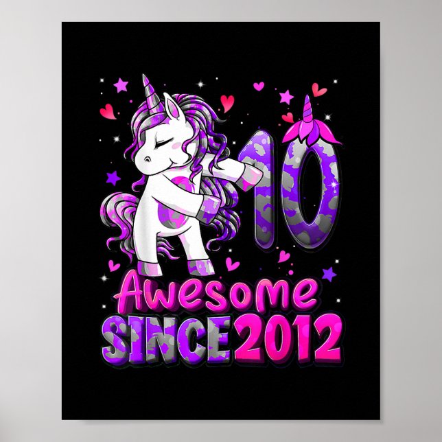 Póster Unicornio de 10 años, Chica de 10 años (Frente)
