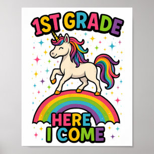Póster Unicornio de 1er Grado Aquí Vengo De Regreso a la