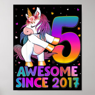 Póster Unicornio de 5 años de edad Chica Unificado